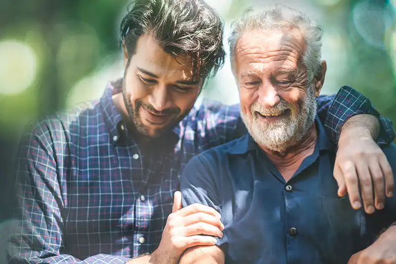 father and son in nature